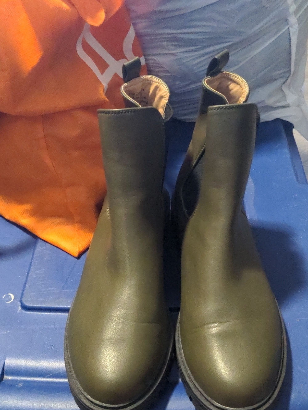 Women’s Olive Green Chelsea Ankle Boots - Smooth Leather 9½